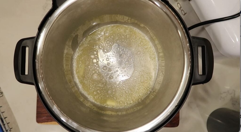 Butter heated and melted